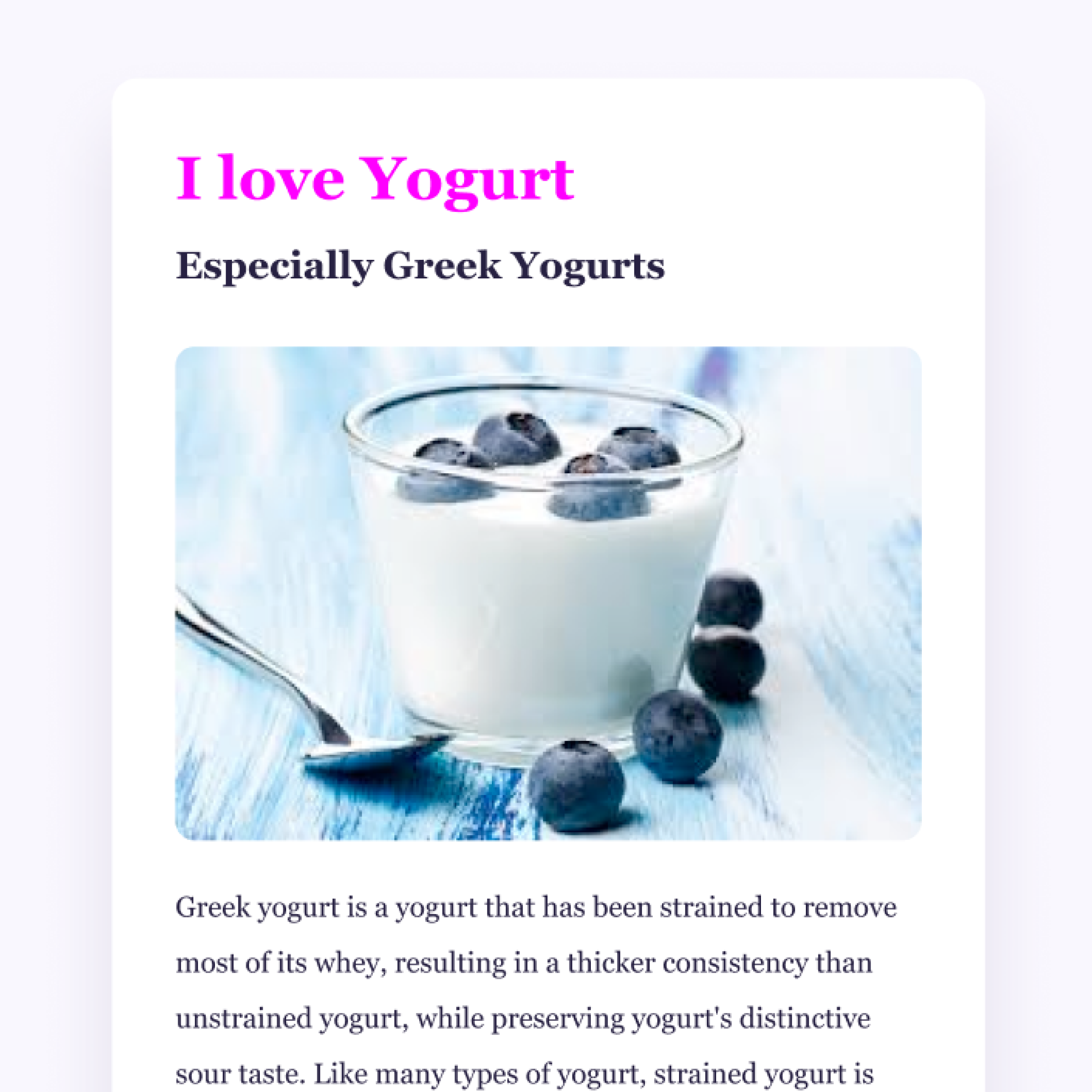 picture of yogurt on a yogurt app screenshot